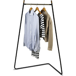 Iris Ohyama Stylish Clothes Rack, Ladder, Includes Hooks, Robust Frame, Non-Slip, For Bedroom, Studio, Closet, Space-Saving, Clothes Drying Rack, Easy Assembly, PI-O150 (Black, Folding)