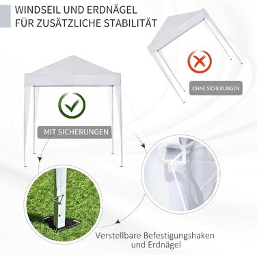 Outsunny 2x2m (6.6ft x 6.6ft) Waterproof Pavilion, Pop-up Folding Canopy with 4 Side Walls, Drain Holes Windows, Foldable Party Tent UV 30+, Garden Tent with Carry Bag, Garden Pavilion for Patio, White