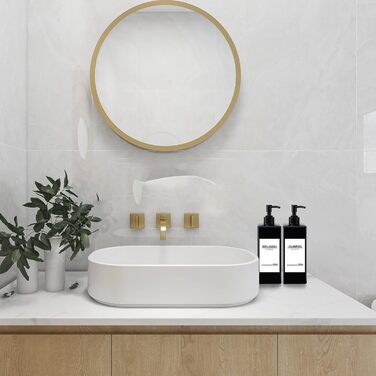 Набір дозаторів для мила Roselee (4 шт.), 500 мл, чорний. Дозатори для душу, шампуню, мила. Пластикові дозатори з воронкою та вологостійкими етикетками для кухні, ванної кімнати.