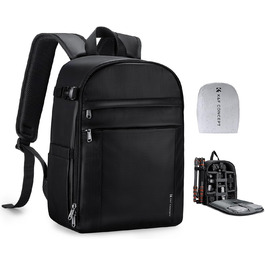 Рюкзак для фотокамери K&F CONCEPT з захистом від дощу, для DSLR/SLR, зелений з імітацією шкіри