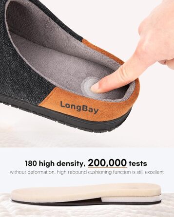 Чоловічі в'язані домашні капці LongBay з піною Memory Foam, дихаючі, для дому та вулиці, розмір 44 EU, чорні