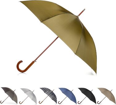 Еко-парасолька Totes з дерев'яною ручкою, чорно-сіро-помаранчевий смугастий дизайн, універсальний розмір (оливковий)