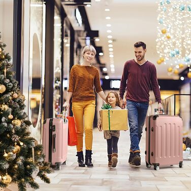 Набір валіз LEADZM 3 шт. з захистом кутів, ABS, телескопічна ручка, ручна поклажа (рожеве золото)