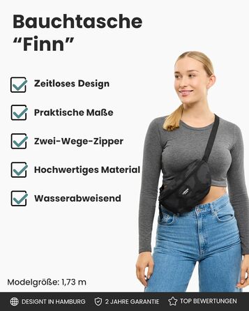 Поясна сумка LARKSON для жінок та чоловіків, м'ятного кольору, модель Finn - для спорту, активного відпочинку, міста, фестивалів. Стильна сумка через плече з водонепроникним покриттям (сірий леопардовий)