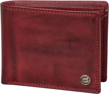 Fa. Volmer® Leather Wallet for Men with RFID Protection - Extra-Stable Double Stitch - 6 Card Slots - Landscape Format (Bordeaux Red)
