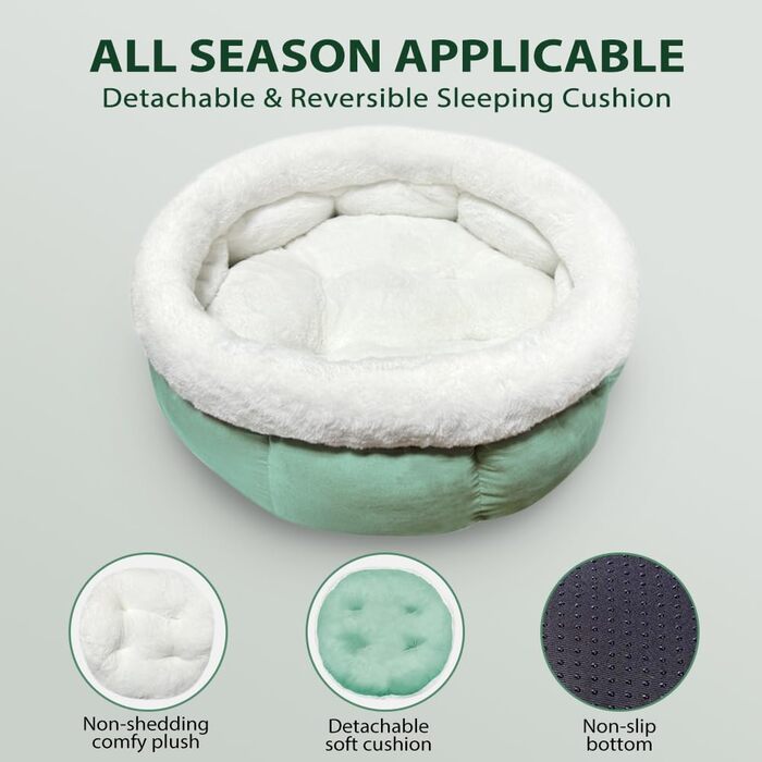 М'яке ліжко-лежанка для собак та котів, 50x50x20 см, зелене