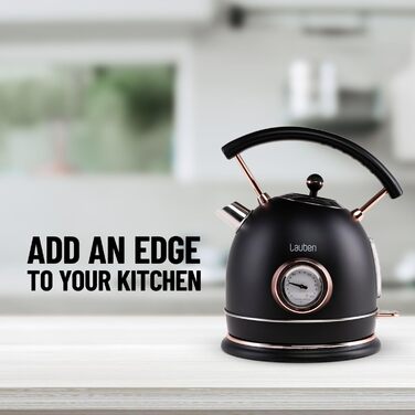 Електричний чайник Lauben 17BC, 1.8 л, 2200 Вт, з регулюванням температури, нержавіюча сталь, захист від сухого кипіння, захист від перегріву, підсвічений вимикач, відсік для шнура