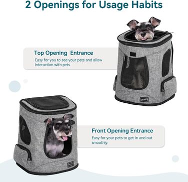 Рюкзак для котів та собак Petsfit - сірий, до 5 кг, з сіткою, для прогулянок