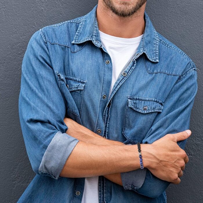 Чоловічий браслет GAVU з кристалами Інь-Ян з содаліту