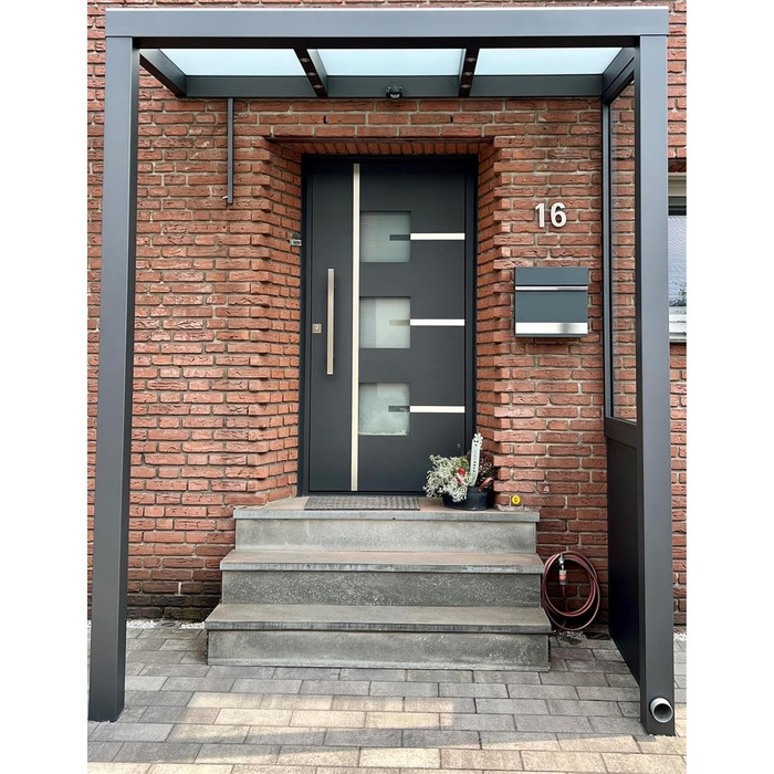 Поштова скринька Metzler Premium з газетницею Anthrazit (Антрацит) - персоналізована з табличкою для імені - високоякісна настінна поштова скринька з нержавіючої сталі V2A з порошковим покриттям RAL 7016, модель Stencil