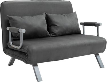 HOMCOM Convertible Sofa Bed with Adjustable Backrest, Throw Pillows, and Sleep Function