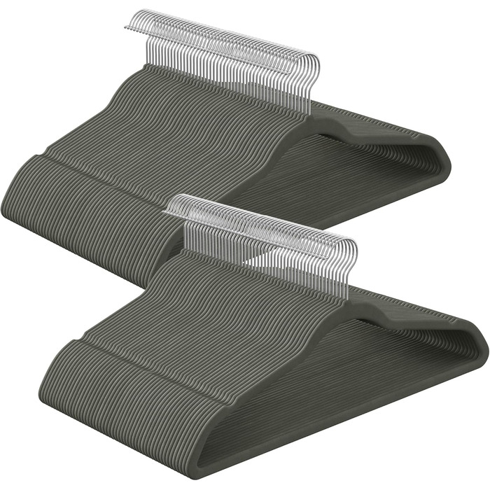 SONGMICS Плечики для одягу з оксамиту, 20 шт., для сорочок, жакеток, костюмів, 41.5 см, обертовий гачок, сірий