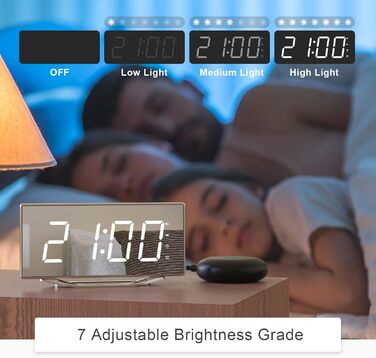 ROCAM Loud Alarm Clock for Deep Sleepers, Vibration Alarm Clock for the Hard of Hearing, 8.7'' Display Digital Alarm Clock, USB Charger, 12/24H, Dual Alarm, Snooze, Dimmer, Battery Backup