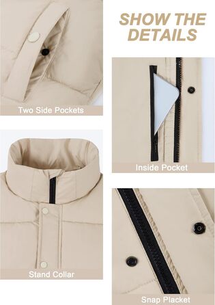 Жіноча жилетка Fengbay Reitweste: безрукавна, з коміром-стійкою, легка, стьобана, утеплена, для осені та зими, кольоро хакі, розмір M