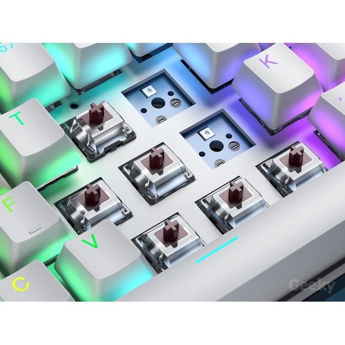 Механічна ігрова клавіатура Geeky GK61: 61 клавіша, RGB підсвічування, Hot-Swap, ANSI US Layout