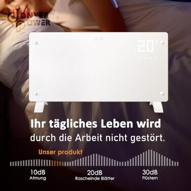 Конвектор DONYER POWER 2000W з Wi-Fi, білий, настінний/підлоговий, таймер, пульт керування, скляна панель