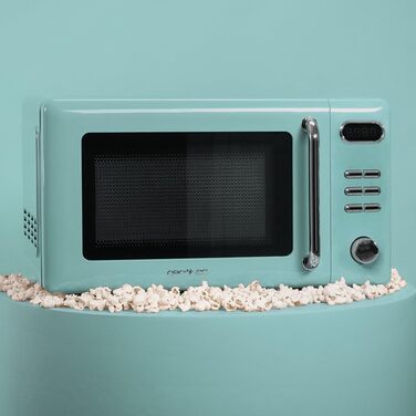 Мікрохвильова піч Cecotec Proclean 5110 Retro Blue, 20 л, 700 Вт, мікрохвильова піч з грилем, 8 програм, таймер 60 хв, розморожування, блакитний колір, захист від дітей