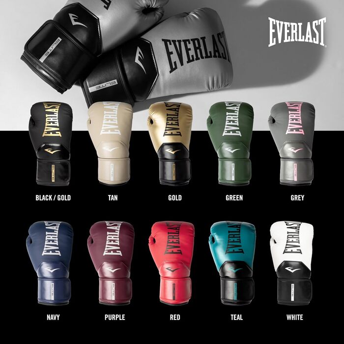 Боксерські рукавички Everlast Elite 2 - для спарингу, роботи з мішком та відбивання ударів, 16oz, Klettverschluss, ергономічний хват