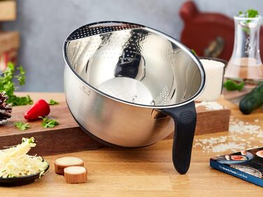 Миска для миття рису Yum Asia з нержавіючої сталі 304 (22 см) з силіконовим дном та ручкою