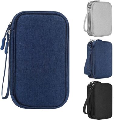 Органайзер для кабелів та аксесуарів для подорожей, універсальний, блакитний
