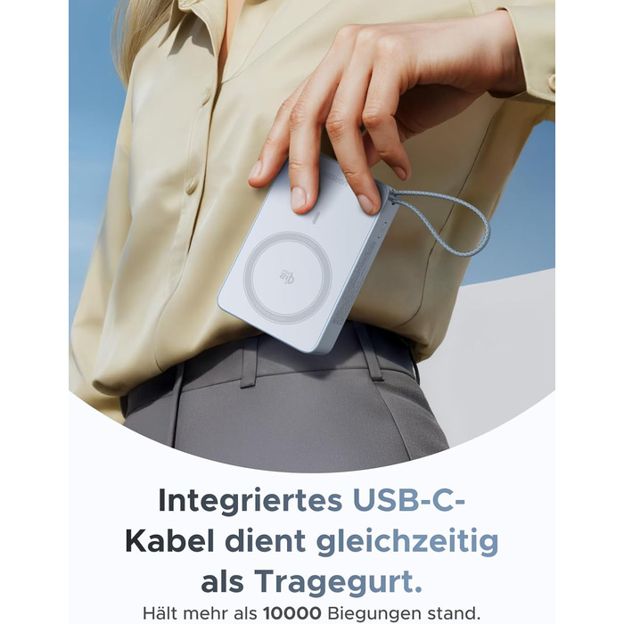 Power Bank UGREEN MagFlow 10000mAh 25W з MagSafe, PD30W USB-C, інтегрований кабель, LED-дисплей, для iPhone 17 Pro/Max