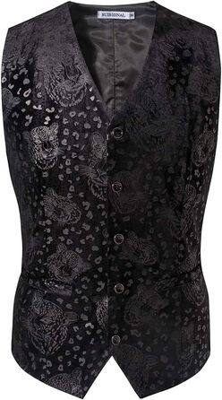 Чоловічий 4-частинний класичний костюмний жилет з жакардової тканини з краваткою-метеликом, краваткою та кишеньковим хустинкою, матовий чорний, розмір S