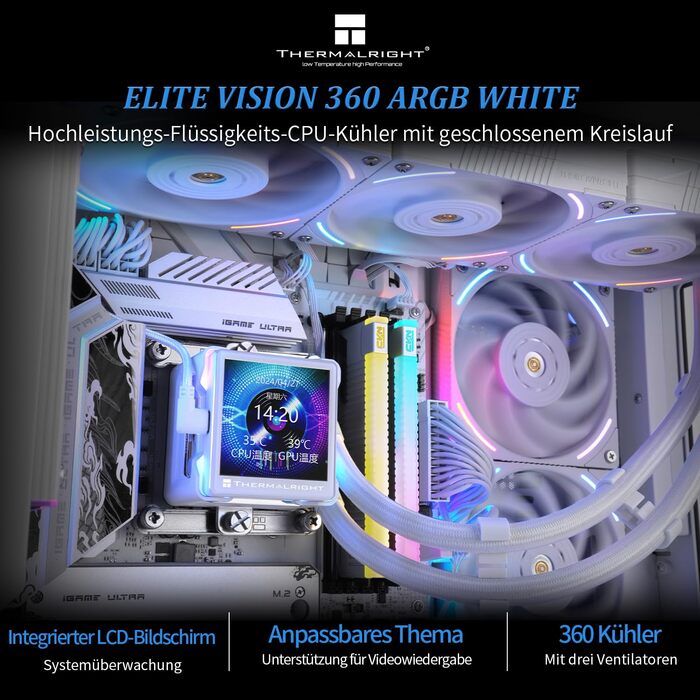 Thermalright Elite Vision 360 ARGB: Смарт-системa водяного охолодження CPU з IPS LCD-дисплеєм (320x320) для AM5/Intel 1700/1851