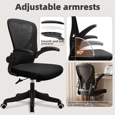 Ергономічне офісне крісло з підтримкою попереку та регульованою підголівником, велике сидіння, для офісу та дому (без підголівника)