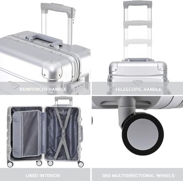 Набір валіз Flight Knight Premium: S (55x35x20cm), M (67cm), L (77cm) – алюмінієвий каркас, ABS, 8 коліс, захист від злому, ручна клада, для подорожей