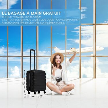 Чохол для багажу Flight Knight: легкий, жорсткий, на 4 колесах, ручна поклажа (56x45x25 см)