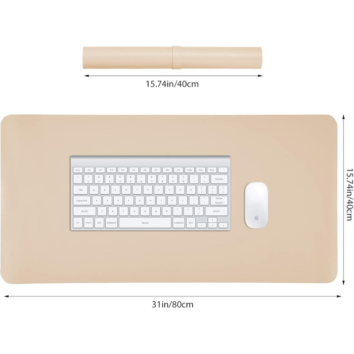 PINKCAT Килимок для миші та захист столу 80x40 см, PU-шкіра, двосторонній, зелено-блакитний (бежевий)