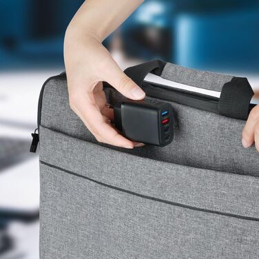 Мережевий адаптер AXFEE 65W з 5 портами: USB-C та USB-A, швидка зарядка PD 3.0, для iPhone 14 Pro Max 13, чорний