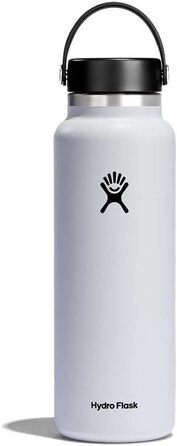 HYDRO FLASK - 1180ml (40oz) Water Bottle - Insulated Stainless Steel Water Bottle - Sports Bottle with Leak-Proof Flex Cap Lid & Strap - Dishwasher-Safe Thermos - Wide Mouth - White
