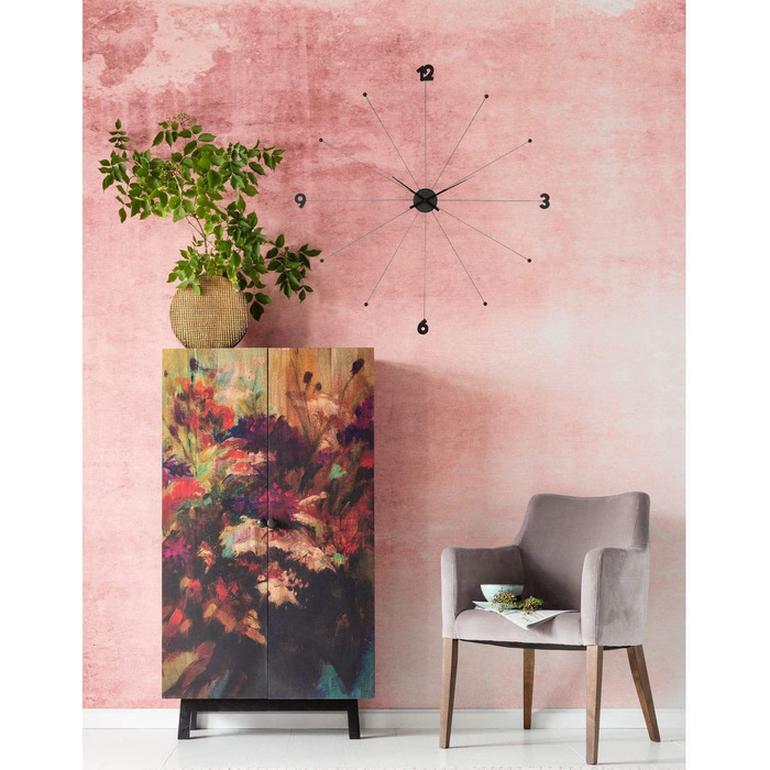 Kare Design Wall Clock Like Umbrella, Black, 100cm Diameter, Clock, Modern, Minimalist, Aluminum Frame, Round, Battery not included