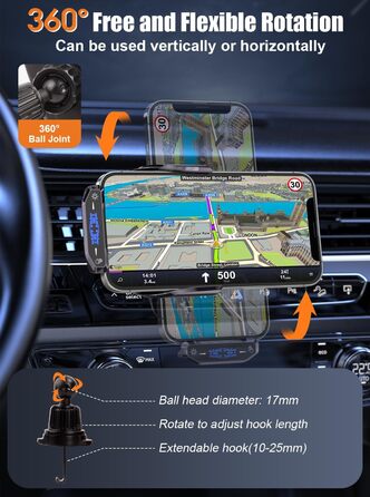 Бездротовий автомобільний зарядний пристрій AmazeFan 15W Qi з тримачем для телефону, чорний