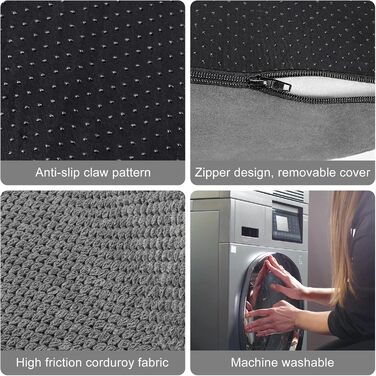 Dog stairs for small dogs, 3 steps pet stairs, cat stairs, sponge dog ramp for sofa bed, dog steps with removable cover, washable pet ladder, lint roller included, grey