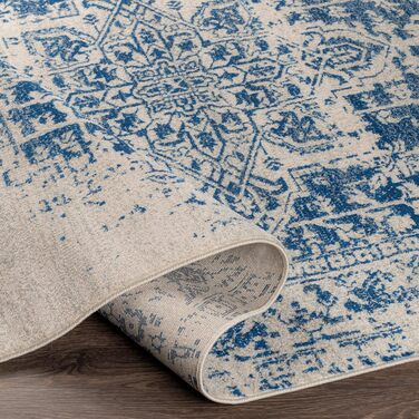 Surya Syracuse Vintage Rug Large - Rug Living Room 200x274 cm, Dining Room, Bedroom - Oriental Rug Boho Style - Carpet Living Room, Colorful Pattern, Blue and Beige Blue and Beige 200 x 280 cm