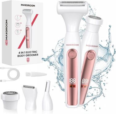 Електричний триммер для тіла MAXGROOM 4-в-1: для обличчя, брів, тіла та інтимної зони, білий