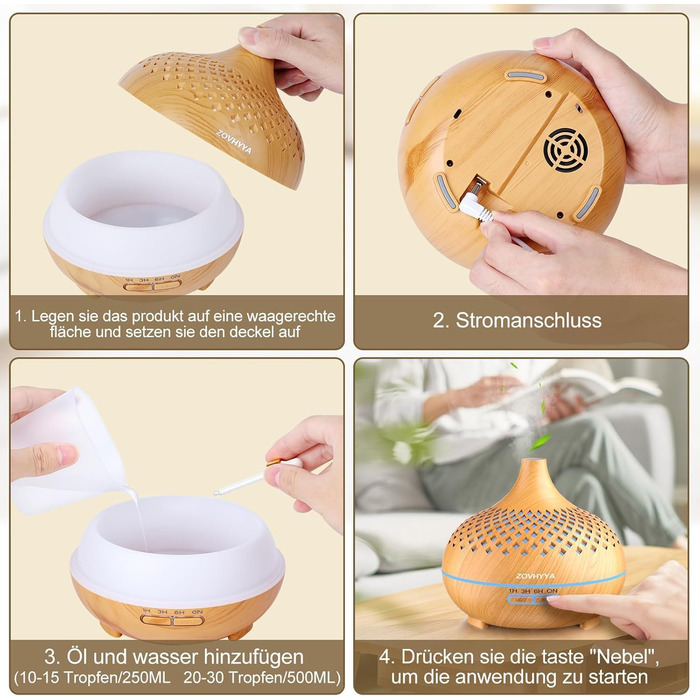 Дифузор аромату 500 мл з ефірними оліями та керуванням від пульта, 14 кольорів, 2 режими розпилення, тиха робота, золото