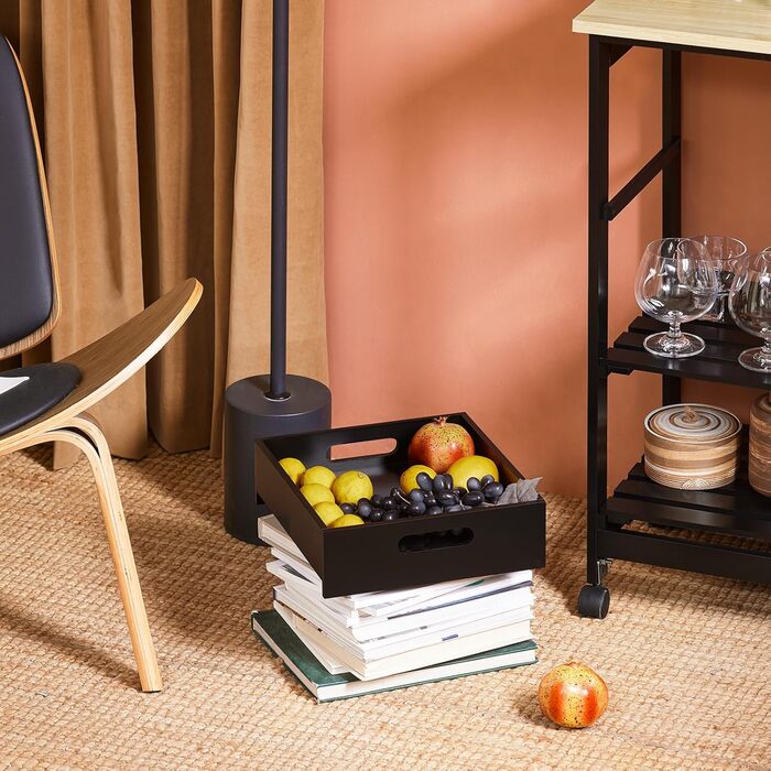SoBuy Rolling Kitchen Cart with 2 Removable Shelves and 1 Tray - White/Black