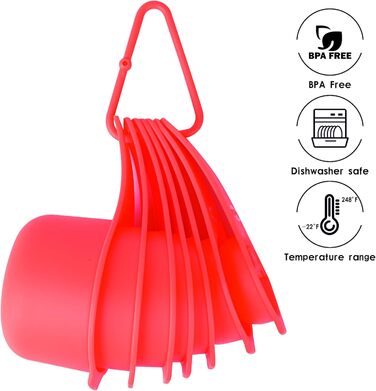 Set of measuring cups and spoons, 15 pieces, plastic measuring cups, 7 plastic measuring cups, 7 plastic measuring spoons with leveler, cute measuring cups for baking and kitchen