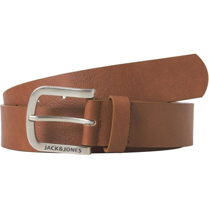 Чоловічий шкіряний ремінь JACK & JONES JACHARRY з металевою пряжкою (90, Cognac)