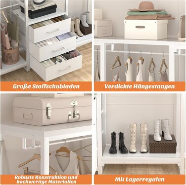 Кутовий вішак для одягу iSunirm L-подібний, білий freestanding шафа-система з шухлядами та міцною конструкцією