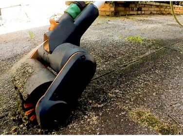 WORX WG441E.9 20V Cordless Multi-Brush - multifunctional surface brush for cleaning stone & wood surfaces & removing weeds - integrated water connection - PowerShare compatible - without battery & charger (steel wire brush for patio joint cleaning/weed removal)