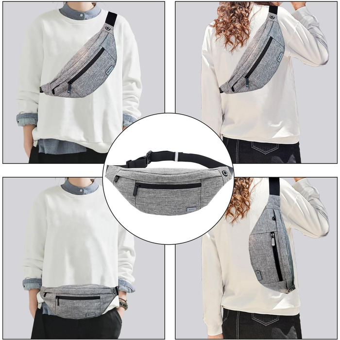 Чоловіча/Жіноча поясна сумка-рюкзак для спорту та відпочинку (водонепроникна, сіра)
