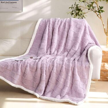 Плед Gracelife Sherpa з м'якого флісу, теплий та пухнастий, 150 x 200 см, сірий