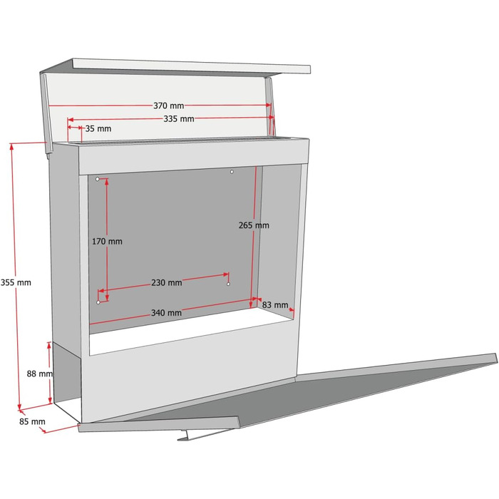 Поштова скринька Metzler Svena з нержавіючої сталі, RAL 9007 графітовий алюміній, з вікном, відділенням для газет, табличкою для імені та номера будинку. Розмір: 37x37x10.5 см