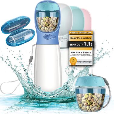 Набір для собак 2 шт: велика складана пляшка для води 550 мл + зубна щітка | Преміум якість, витік неможливий | Для подорожей