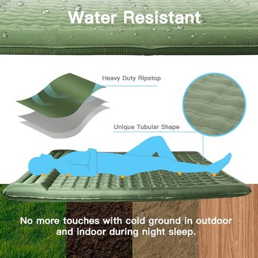 Douthfolle Twin XL Camping Sleeping Pad - 12cm Thick Inflatable Sleeping Mat with Foot Pump - Waterproof & Outdoor