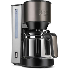 Кавоварка BLACK+DECKER BXCO870E, 870 Вт, 1,25 л, 10 чашок, з підігрівом, без перемішування, нержавіюча сталь